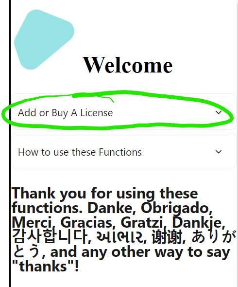 Task pane with License feature circled